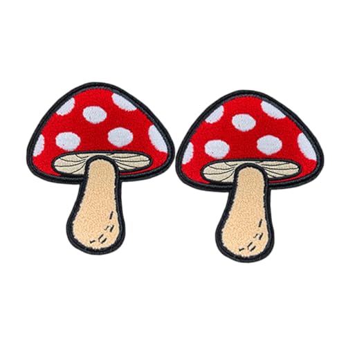 FONDOTIN 2 Stück Pilz Aufbügel Patches Bestickte Cartoon Applikationen Strapazierfähig Einfach Anzubringen für Jeans Kinderkleidung Diy Reparatur und Modische Accessoires von FONDOTIN
