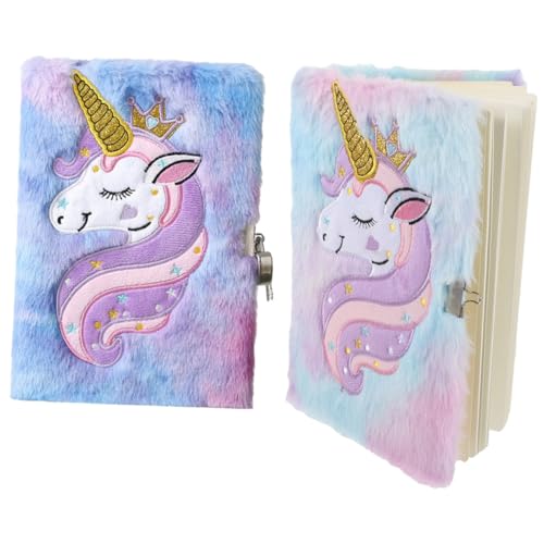 FONDOTIN 2 Stück Plüsch Notizbuch mit Schloss Tagebuch Mädchen Cartoon Einhorn Flauschig Liniertes Notizheft Geschenk für Schüler Tragbar Niedlich FONDOTIN 2 Stück Plüsch Notizbuch mit Schloss Tagebuch Mädchen Cartoon Einhorn Flauschig Liniertes Notizheft Geschenk für Schüler Tragbar Niedlich von FONDOTIN