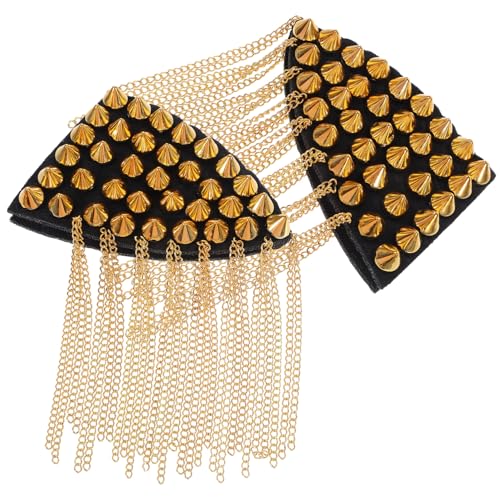 FONDOTIN 2 Stück Quasten Schulterklappen mit Ketten Rivet Epauletten für DIY Kleidung Punk Stil Schulterabzeichen für Kostüme und Schuluniformen FONDOTIN 2 Stück Quasten Schulterklappen mit Ketten Rivet Epauletten für DIY Kleidung Punk Stil Schulterabzeichen für Kostüme und Schuluniformen von FONDOTIN