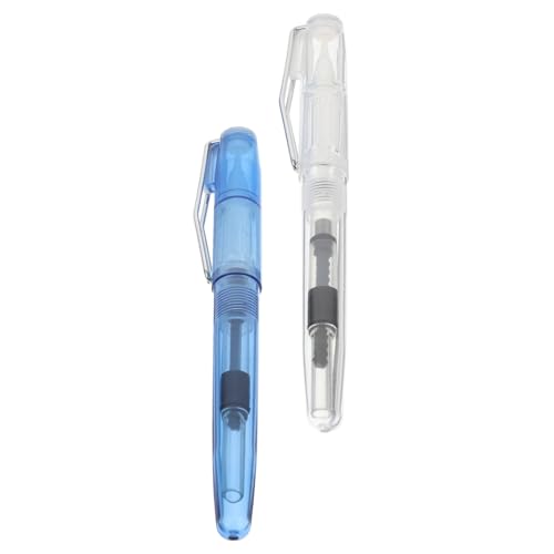 FONDOTIN 2 Stück Refillbarer Brush Pen im Füllfederhalter stil Flexible Spitze Wasserbasierte Tinte Transparent Weiß und Blau für Schüler Kalligraphie Zeichnung und Schreibübungen von FONDOTIN