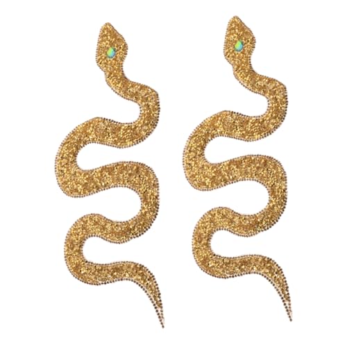 FONDOTIN 2 Stück Schlangenförmiger Strass Stoffflicken Kleid Medusa Stickerei Verzierung Farbiges Muster Schlangen Applikation Pailletten Schlangenflicken Frau Schlangen Aufnäher von FONDOTIN