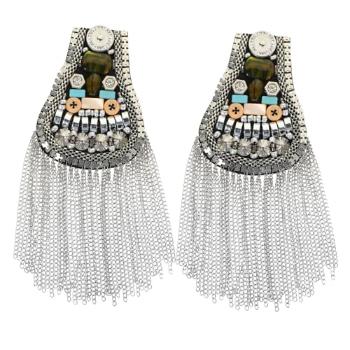 FONDOTIN 2 Stück Silberne Metall Schulterklappen mit Quasten Elegante Epauletten Broschen für Kostüm Party Zeremonie Modischer Schulter Schmuck Vintage Stil Zubehör FONDOTIN 2 Stück Silberne Metall Schulterklappen mit Quasten Elegante Epauletten Broschen für Kostüm Party Zeremonie Modischer Schulter Schmuck Vintage Stil Zubehör von FONDOTIN