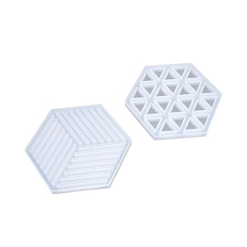 FONDOTIN 2 Stück Silikonform für Untersetzer Hexagon Gießform für DIY Epoxidharz Fondant Kuchen und Bastelarbeiten Hollow Out Striped Hollow Out Triangle FONDOTIN 2 Stück Silikonform für Untersetzer Hexagon Gießform für DIY Epoxidharz Fondant Kuchen und Bastelarbeiten Hollow Out Striped Hollow Out Triangle von FONDOTIN