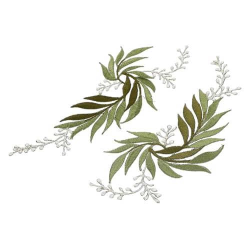 FONDOTIN 2 Stück Stickerei Patches Dekorative Applikationen für Kleidung DIY Bastelzubehör für Jacken und Accessoires Grün Handgemacht Einzigartiges Design von FONDOTIN