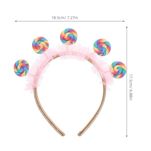 FONDOTIN 2 Stück Teiliges Candy Stirnband für Rosa Cartoon Lollipop Design Weiches Kunststoffmaterial Bequemes Tragen Accessoire für Prinzessin Motto partys und Fasching Passend für von FONDOTIN