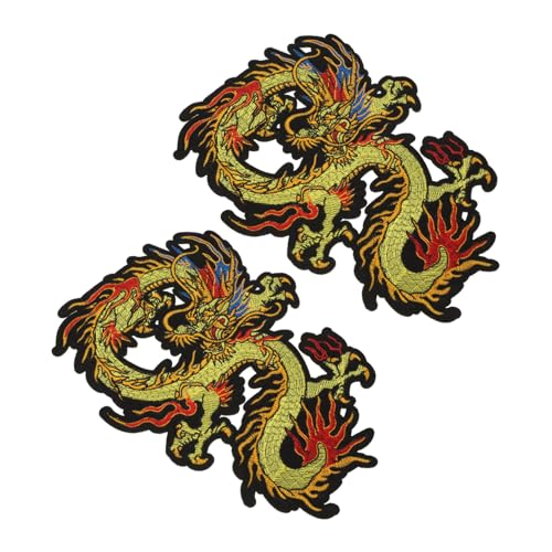 FONDOTIN 2 Stück Teiliges Dragon Stickerei Patch zum Aufnähen Kreative Kleidung Applikationen für Jeans Taschen Hüte Robustes Textil zubehör für DIY Reparatur und Dekoration von FONDOTIN