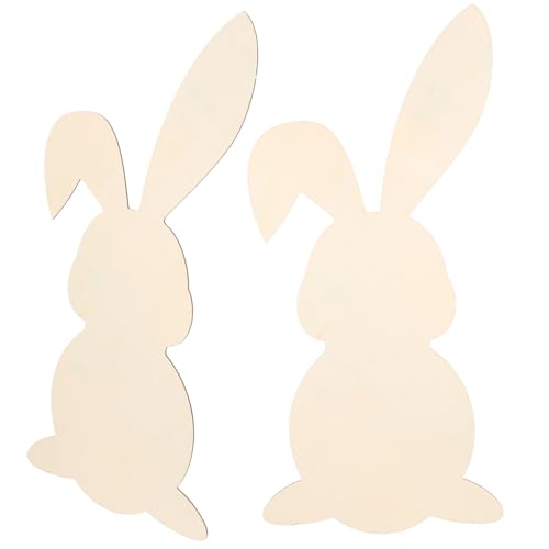 FONDOTIN 2 Stück Teiliges Holz Osterhasen Bastelset für Diy Dekoration Natürliche Holzanhänger zum Bemalen Österliche Hängedeko für Frühling Haus und Klassenzimmer Kreative Osterhasen Deko von FONDOTIN