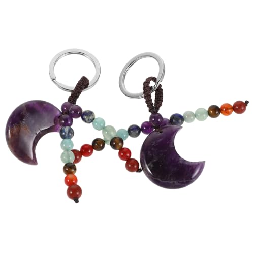 FONDOTIN 2 Stück Teiliges Kristall Schlüsselanhänger mit Mondförmigem Amethyst Dekorativer Taschenanhänger Robuster Metallring Vielseitiger Schlüsselhalter für Damen und Stilvolle FONDOTIN 2 Stück Teiliges Kristall Schlüsselanhänger mit Mondförmigem Amethyst Dekorativer Taschenanhänger Robuster Metallring Vielseitiger Schlüsselhalter für Damen und Stilvolle von FONDOTIN