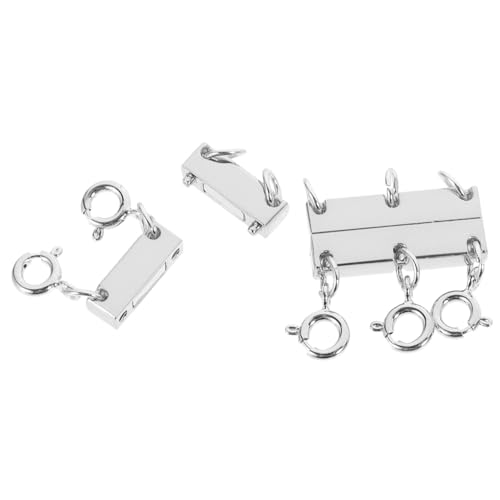 FONDOTIN 2 Stück Teiliges Mehrreihige Halskettenverschlüsse aus Weißgold Magnetische Kettenverbinder für Layering Look Geeignet für Dünne Halsketten Armbänder und DIY Schmuckherstellung von FONDOTIN