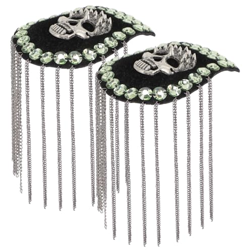 FONDOTIN 2 Stück Teiliges Schulterklappen mit Quasten und Totenkopf Design Punk Epauletten für Kostümpartys Bühnenauftritte und Vielseitige Kostüme Langlebige Modeaccessoires für Jacken und FONDOTIN 2 Stück Teiliges Schulterklappen mit Quasten und Totenkopf Design Punk Epauletten für Kostümpartys Bühnenauftritte und Vielseitige Kostüme Langlebige Modeaccessoires für Jacken und von FONDOTIN