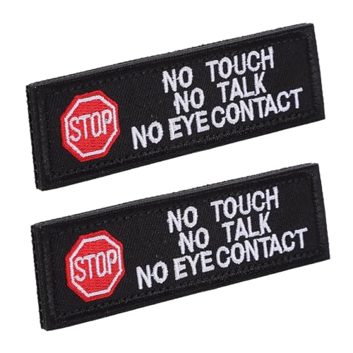 FONDOTIN 2 Stück Teiliges Service Hund Aufnäher No Touch No Eye Contact Hundegeschirr Abzeichen Wiederverwendbar Weiches Material Komfortables Tragen für Identifikation und Training von FONDOTIN