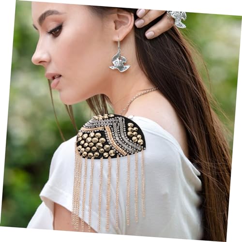 FONDOTIN 2 Stück Teiliges Vintage Schulterepauletten mit Quasten Nieten und Kettendetail Applikation für Damen Vielseitig Einsetzbar für Hochzeit Bühne Cosplay und Besondere Anlässe von FONDOTIN