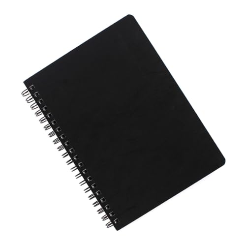 FONDOTIN 2 Stück Teiliges Vintage Spiralnotizbuch mit Schwarzem Hardcover Blanko Kraftpapier Flach Liegend als Skizzenbuch Malblock und für Kreative von FONDOTIN