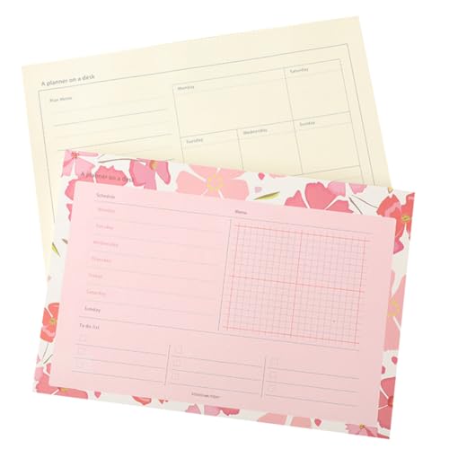 FONDOTIN 2 Stück Teiliges Wochenplaner Tragbares Notizbuch für Tagesagenda und To Do Liste Multifunktionales Planer Notizheft in Kompakter für Büro Reisen und Alltag Inklusive Rosa von FONDOTIN