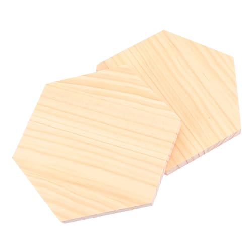 FONDOTIN 2 Stück Unbehandelte Sechseckige Holzplatten Natürliche DIY Holzausschnitte zum Basteln Malen Gravieren Kreative Dekoration für Handwerk und Fotohintergründe von FONDOTIN