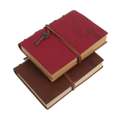 FONDOTIN 2 Stück Vintage PU Notizbuch Retro Tagebuch mit Bindeband Kompaktes Reisejournal Liniertes Lederimitat Notizheft für Künstler und Tägliches Schreiben Stilvolles FONDOTIN 2 Stück Vintage PU Notizbuch Retro Tagebuch mit Bindeband Kompaktes Reisejournal Liniertes Lederimitat Notizheft für Künstler und Tägliches Schreiben Stilvolles von FONDOTIN