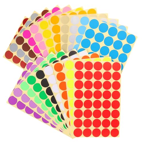 FONDOTIN 20 Blatt Runde Aufkleber Selbstklebende Markierungspunkte Klassifizierungs Etiketten für Büro Schule Kalender DIY Dekoration von FONDOTIN