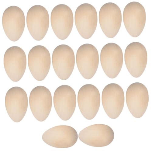 FONDOTIN 20 Stück DIY Holz Eier Unvollendete Ostereier Dekoration zum Bemalen für Bastelprojekte Holzspielzeug für Kreative Feiertagsgestaltung von FONDOTIN