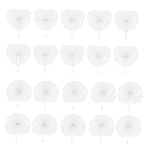 FONDOTIN 20 Stück Faltbare Papierfächer Weiße Leere Herz und Rundfächer für Hochzeiten und Partys Diy Fächer Tragbar Kreative Dekoration für Gäste und Erinnerungsfotos von FONDOTIN