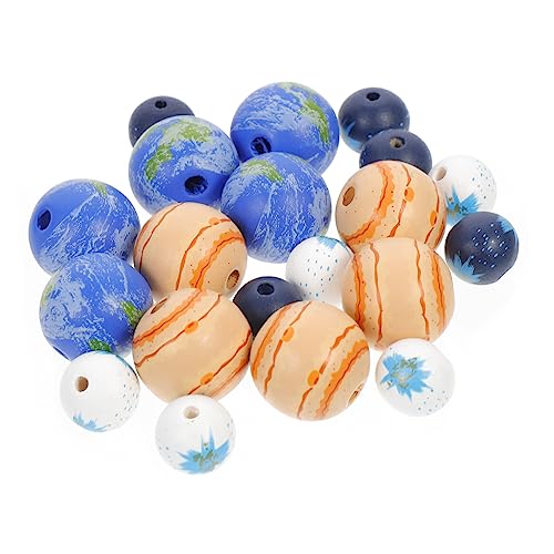 FONDOTIN 20 Stück Große Holzperlen für Runde DIY Holzperlen Bunten Farben für Armbänder und Kreative Bastelprojekte Erde Mars Weiß von FONDOTIN