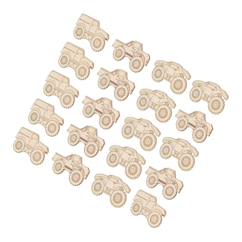 FONDOTIN 20 Stück Holz Auto Cutouts zum Basteln für Unlackierte Holzstücke im Truck Design für Kreative und Bastelprojekte Holzschilder für DIY Handwerk von FONDOTIN