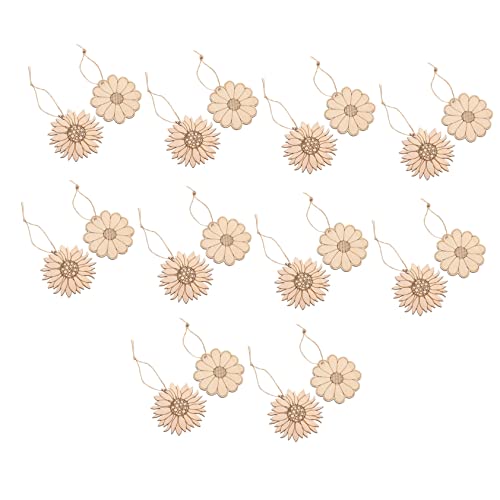 FONDOTIN 20 Stück Holzblumen Chips Dekorative Sonnenblumen Holzscheiben DIY Handwerk Unbehandelte Holzstücke für Bastelprojekte Hochwertige Holzornamente zum Malen und Gestalten von FONDOTIN