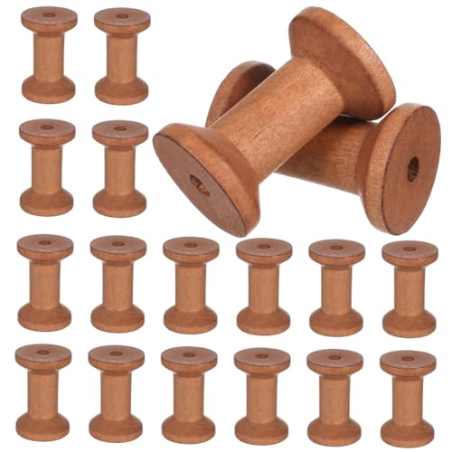 FONDOTIN 20 Stück Leere Holzspulen Naturholz Garnhalter mit Glatter Oberfläche Retro Stil für Nähen Sticken Handarbeit Garnrollen Organizer von FONDOTIN