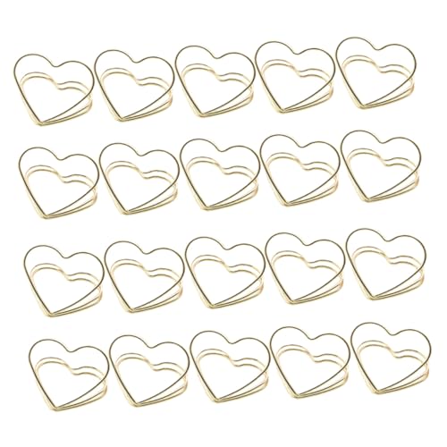 FONDOTIN 20 Stück Metall Memo Clips in Herzform Doppellagige Kartenhalter für Notizen Fotos und Namenskarten Goldfarbene Kreative Tischkartenhalter für Büro Hochzeit und Zuhause von FONDOTIN