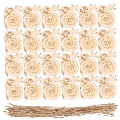 FONDOTIN 20 Stück Snail Shape Unfinished Wooden Slices für DIY Holz Ausschnitte mit Aufhängeschnur Kreative Bastelideen für Malerei und Einzigartige Wohnkultur von FONDOTIN