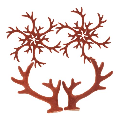 FONDOTIN 20 Stück Teiliges DIY Plüsch Hirschgeweih Haarschmuck Zubehör für Haarreifen Basteln Braune Weiche Hirschhörner Geweih Elemente Links und Rechts Geeignet für Weihnachts und von FONDOTIN
