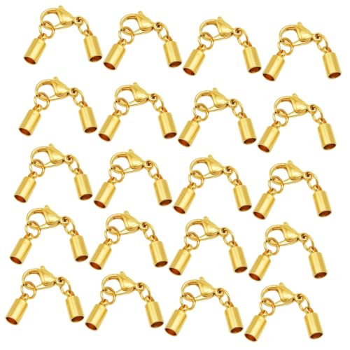FONDOTIN 20 Stück Teiliges Edelstahl Lederband Verschluss Hummerklammer Schmuckverschluss für Armbänder Halsketten Loch Langlebig Robust Einfache Bedienung für DIY Schmuckherstellung von FONDOTIN