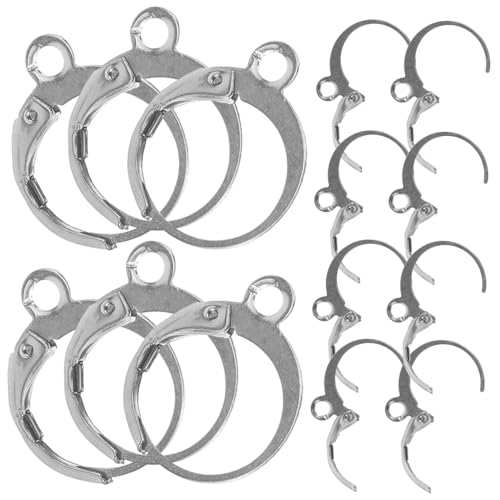 FONDOTIN 20 Stück Teiliges Edelstahl Ohrhaken Silberfarbene Schmuckkomponenten für DIY Ohrringe Basteln mit Schmuckzubehör und Vielseitigen Metallringen für Individuelle Ohrschmuck von FONDOTIN
