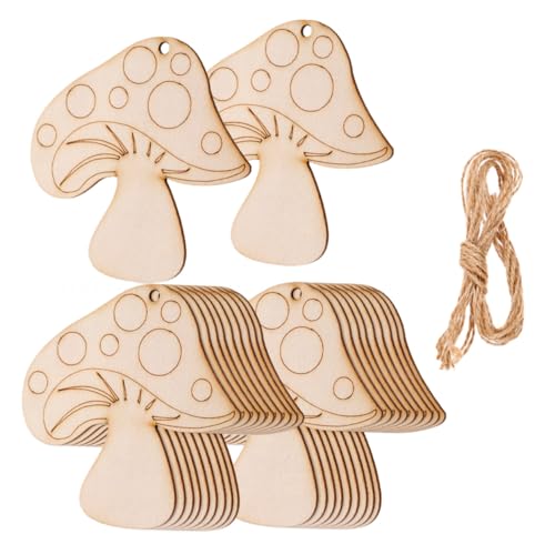 FONDOTIN 20 Stück Teiliges Holz Pilzscheiben zum Bemalen Naturbelassene Holzornamente für DIY Bastelprojekte Kindgerechte Holzstücke für Kreative Dekoration und Handarbeit von FONDOTIN