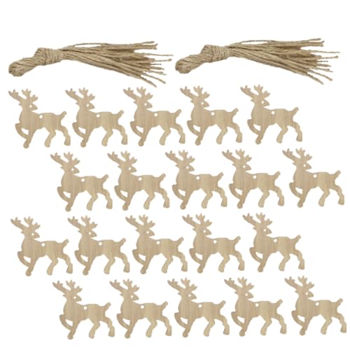 FONDOTIN 20 Stück Teiliges Holzanhänger Weihnachtsdeko Elch Motiv Filigrane Holz DIY Bastelornamente zum Aufhängen an Baum Tür Fenster Kreative Nachhaltige Festtagsdekoration von FONDOTIN