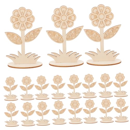 FONDOTIN 20 Stück Teiliges Holzblumen zum Bemalen Robuste Holzscheiben für DIY Bastelprojekte Kleine Holzplättchen zum Kreativgestalten Natürliche Holzblume Ornamente für Handwerk und von FONDOTIN