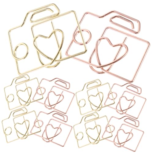 FONDOTIN 20 Stück Teiliges Kreatives Metall papierklammer Gold und Roségold Flexible Kleine Büroklammern mit Starker Klammerkraft Langlebig und Vielseitig für Schule Büro und von FONDOTIN