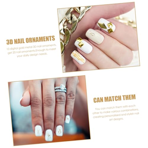 FONDOTIN 20 Stück Teiliges Nagel Metall mit Strass Abnehmbare Nail Charms Verschleißfest Gemischte Stile DIY Nagelkunst Zubehör für Natürliche und Künstliche Nägel von FONDOTIN