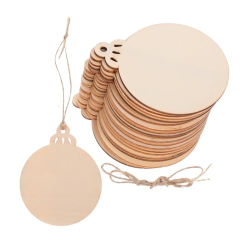 FONDOTIN 20 Stück Teiliges Runde Holzanhänger mit Kurzen Juteseilen DIY Umweltholz Dekoration für Wandtafeln Hängeschmuck und Bastelprojekte Natürliche Holzrohlinge zum Bemalen und von FONDOTIN