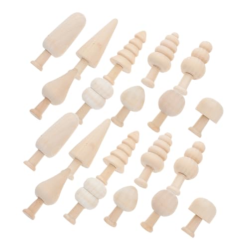 FONDOTIN 20 Stück Teiliges Set Unvollendeter Holzbaum Dekorationen für DIY Bastelarbeiten Miniatur Holzbäume zum Bemalen und Gestalten für Kreative Osterfeiern Langlebig und Sicher von FONDOTIN