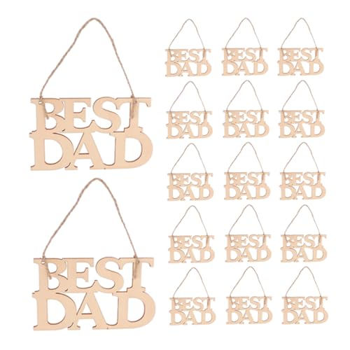 FONDOTIN 20 Stück Teiliges Vatertag Holzscheiben Deko mit Seil Kreative Hölzerne Anhänger zum Basteln Wand und Schlüsselanhänger für Persönliche Papa Geschenke Natürliche Holzbuchstaben für von FONDOTIN