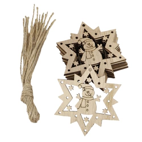 FONDOTIN 20 Stück Teiliges Weihnachtsanhänger aus Holz Fein Geschnitzte Schneemann Deko Nachhaltige DIY Holzkunst für Festliche Weihnachtsdekoration und Geschenkideen von FONDOTIN