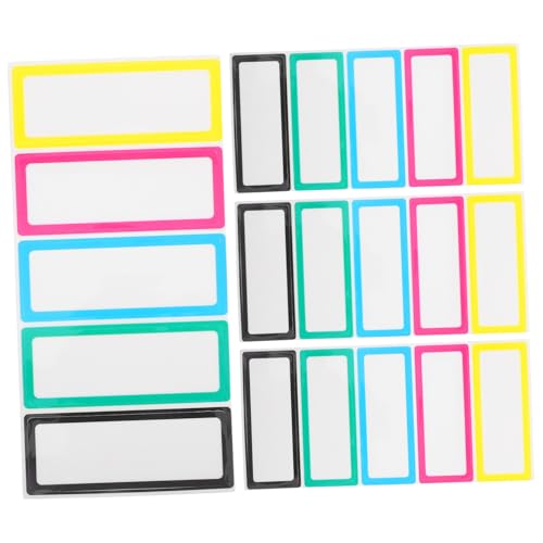 FONDOTIN 20 Stück Wiederverwendbare Dry Erase Etiketten Abwischbare Abnehmbare Klebeetiketten mit Farbigem für Haushalt Büro Organisation Sicher für von FONDOTIN