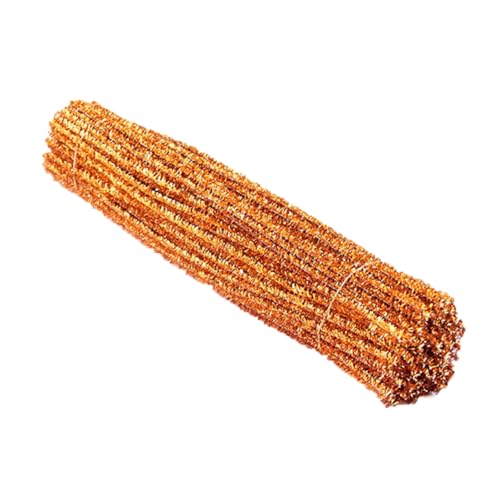 FONDOTIN 200 Stück DIY Glitzer Pfeifenreiniger Orange Flexible Bastelstäbe für Kreative Handwerksmaterialien Formbare Glitzerstangen für Partydekoration und DIY Projekte von FONDOTIN