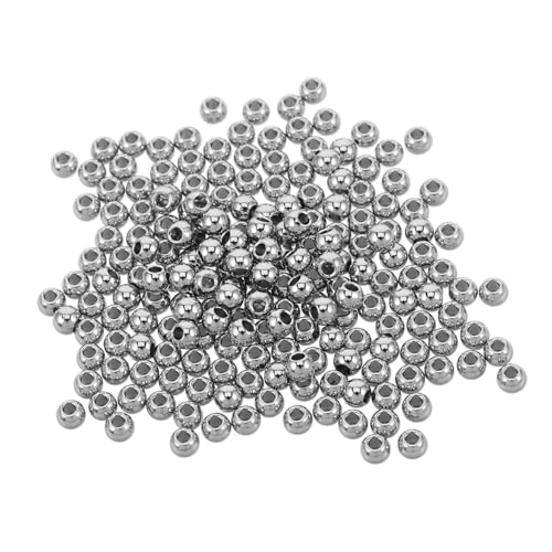 FONDOTIN 200 Stück Edelstahl Perlen Rund Hohl Abstandshalter Schmuckperlen mit Großem Loch für Armbänder Halsketten DIY Bastelzubehör mit Glänzendem Finish von FONDOTIN