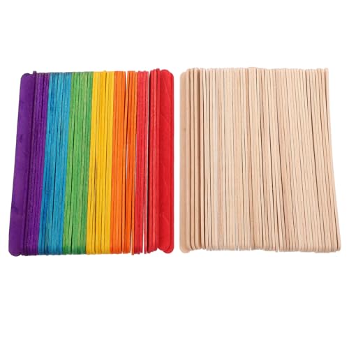 FONDOTIN 200 Stück Farbhandwerksbar Farbige Bastelstangen Eisstiele Basteln Rührstäbchen Mischen Eis Am Stiel Wachsstäbchen Für Wachsspatel Lüftergriffe Jumbo-bastelstöcke Holz von FONDOTIN