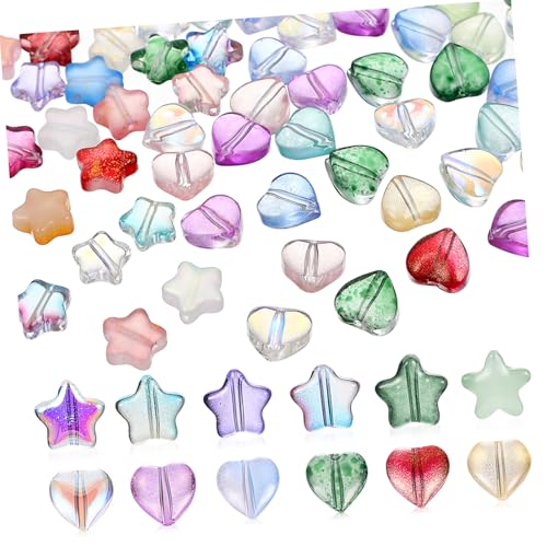 FONDOTIN 200 Stück Glasperlen Bunte Sternperlen und Herzperlen für DIY Schmuckherstellung Armband Halskette Bastelperlen Zubehör für Freundschaftsarmbänder und Kreative Bastelprojekte FONDOTIN 200 Stück Glasperlen Bunte Sternperlen und Herzperlen für DIY Schmuckherstellung Armband Halskette Bastelperlen Zubehör für Freundschaftsarmbänder und Kreative Bastelprojekte von FONDOTIN