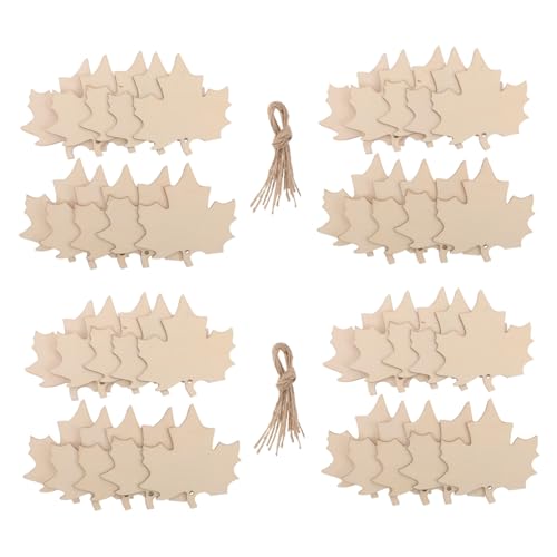 FONDOTIN 200 Stück Unbearbeitete Holzblätter für DIY Bastelprojekte Vielseitige Herbstdekoration Fein Gearbeitete Holzanhänger für Festtage und Klassenzimmer von FONDOTIN