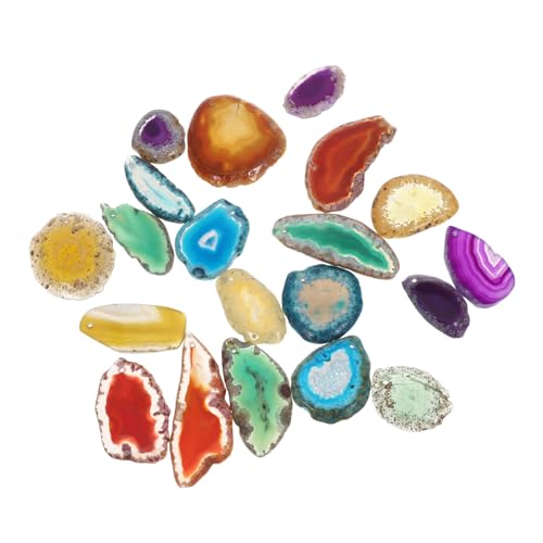 FONDOTIN 20Stücke Achatplatten mit Bohrung Wunderschöne Natürliche Achate für DIY Schmuck Windspiel Anhänger und Dekorationen Erhältlich von FONDOTIN