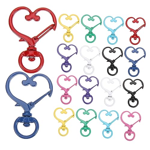 FONDOTIN 20Stücke Herzform Schlüsselanhänger Clip Bunte Feder Schnappverschlüsse für DIY Schlüsselanhänger Taschenzubehör Handgefertigte Dekoration Farben von FONDOTIN