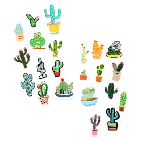 FONDOTIN 22 Stück Teiliges Set Cactus Aufnäher Bügelbare Stickerei Patches für DIY Kleidung Taschen und Hüte Haltbare Applikationen mit Kreativen Mustern für Designs von FONDOTIN